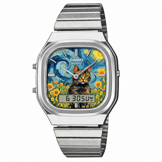 Casio AQ-240 Van Gogh Cat Silver by Club Wear
