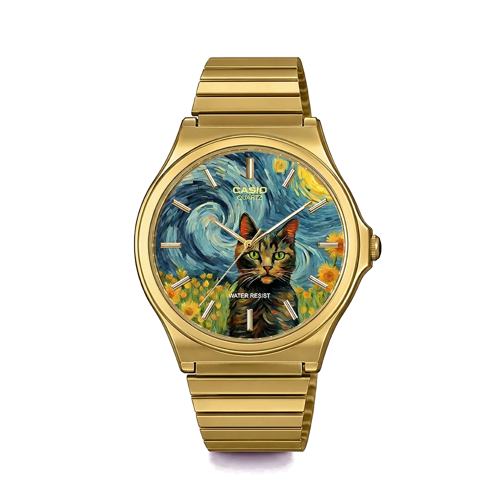 Casio MQ-24 Gold Van Gogh Cat