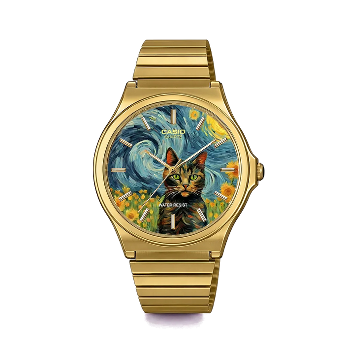 Casio MQ-24 Gold Van Gogh Cat